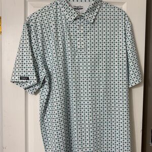Straight Down Golf Green and White Geometric XL Golf Shirt